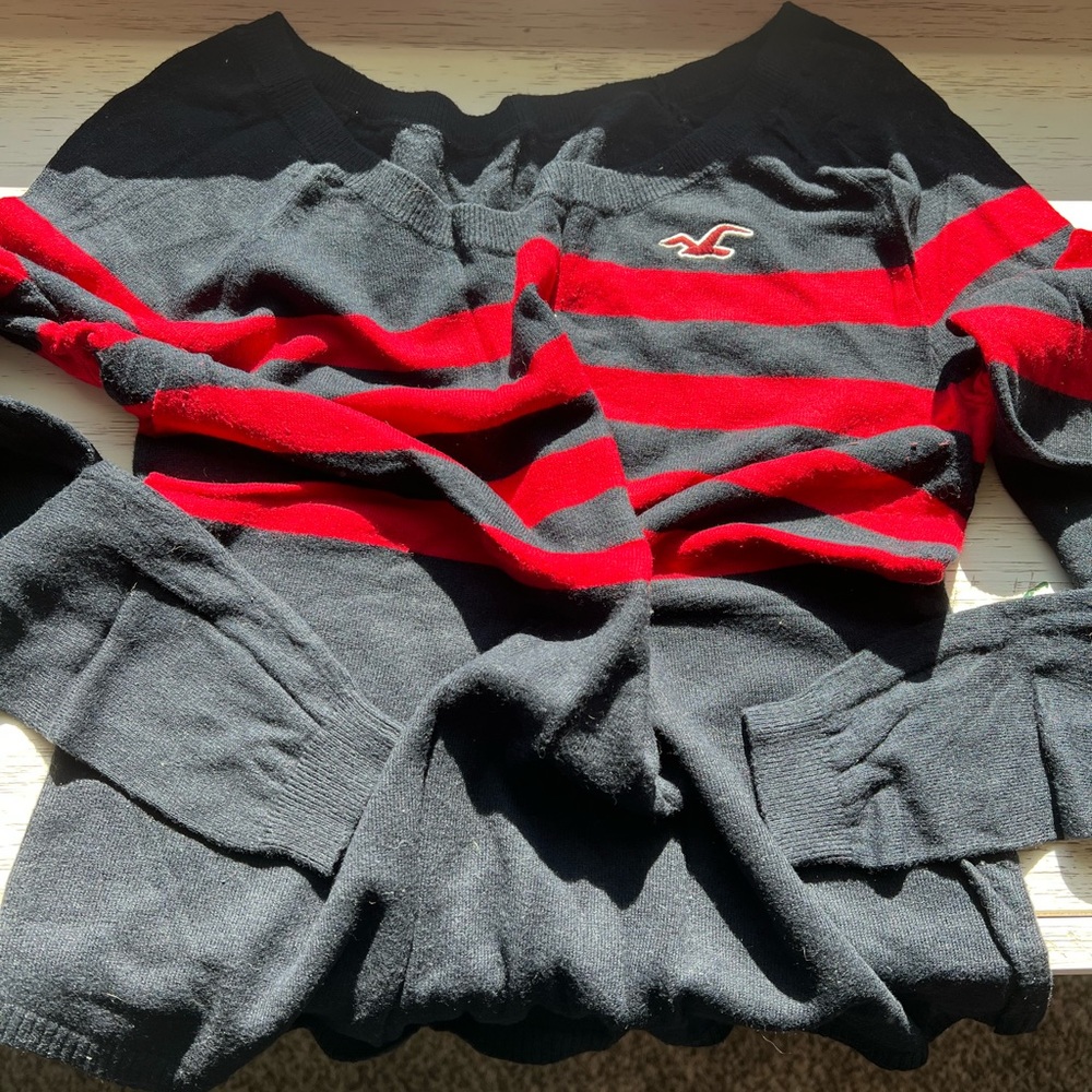 Red & Navy Striped Sweater